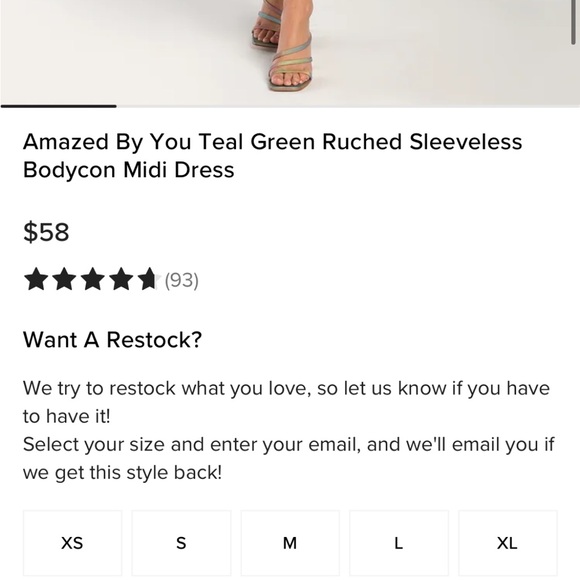 Women’s Lulus Teal Sleeveless Ruched Bodycon Mermaid Midi Dress Size Small NWT - Picture 14 of 14